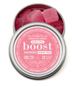 Boost Edibles – SUGAR FREE Raspberry 300mg (THC 15x20mg)