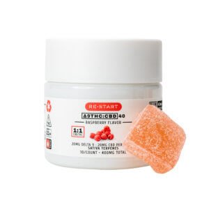 Delta 9 CBD 40MG Raspberry Sativa Gummies (1:1)